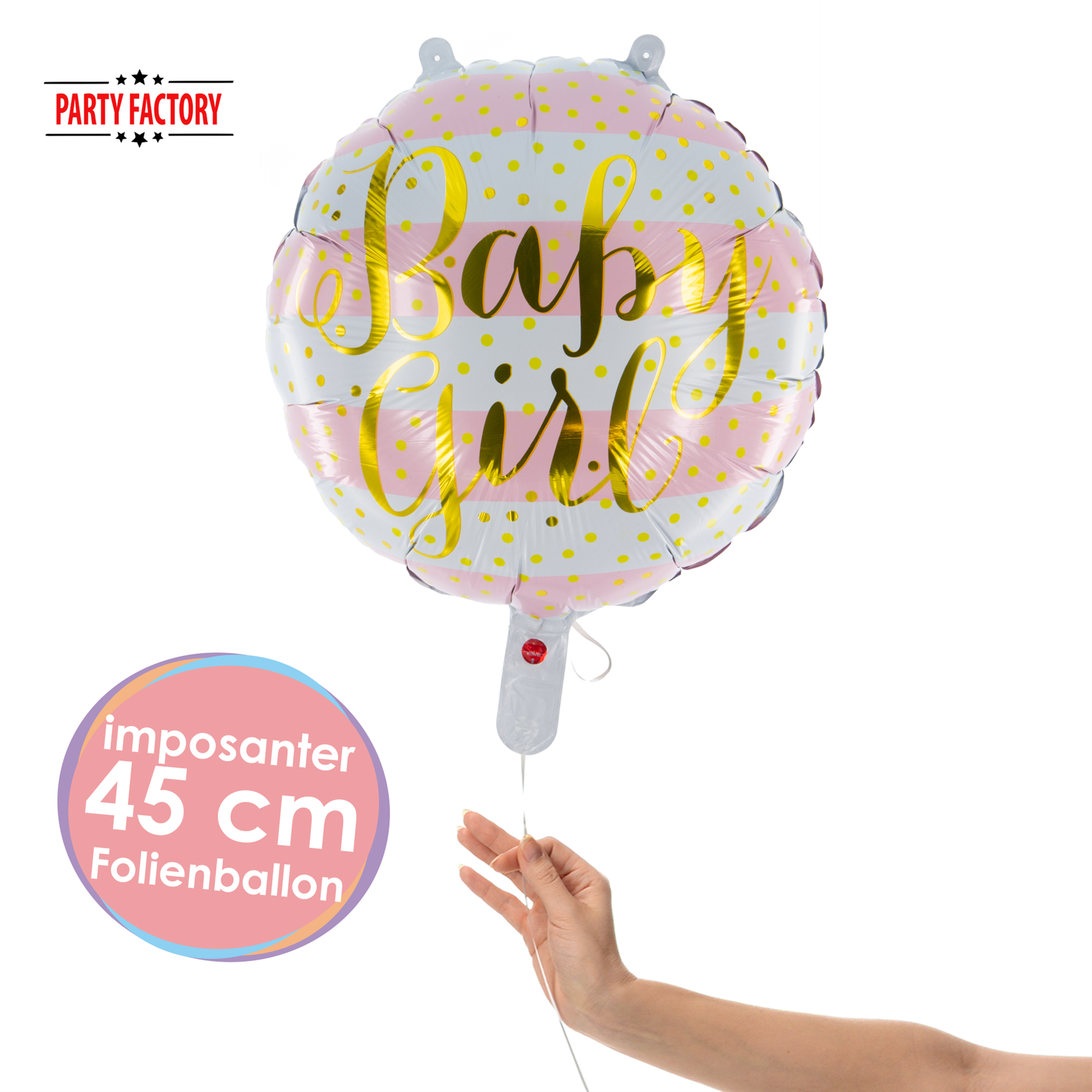 Foil balloon round baby girl 45cm 2