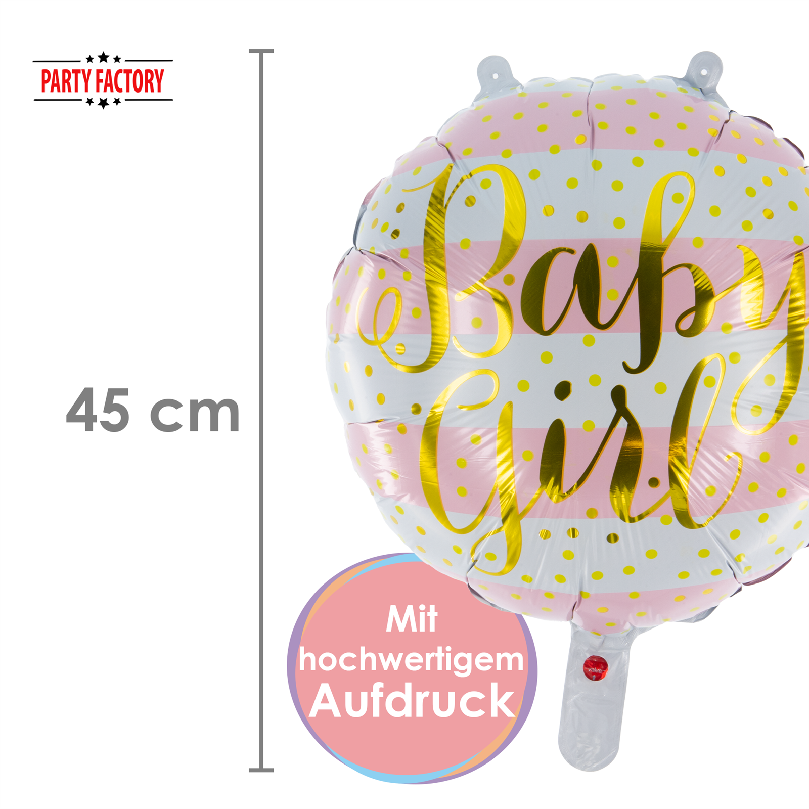 Foil balloon round baby girl 45cm 4
