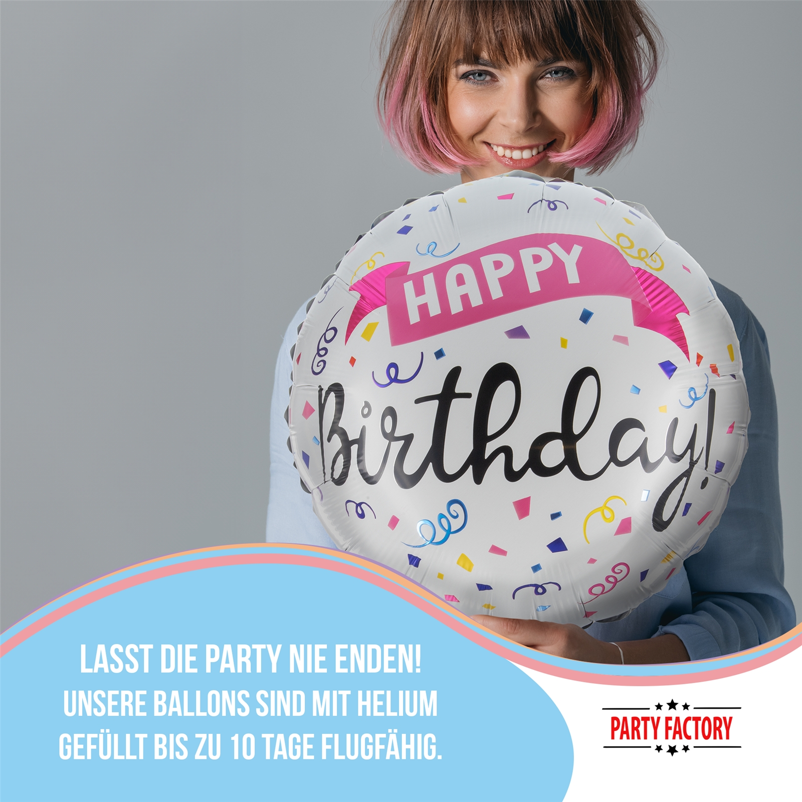 Folienballon Rund Happy Birthday Konfetti 45cm 3