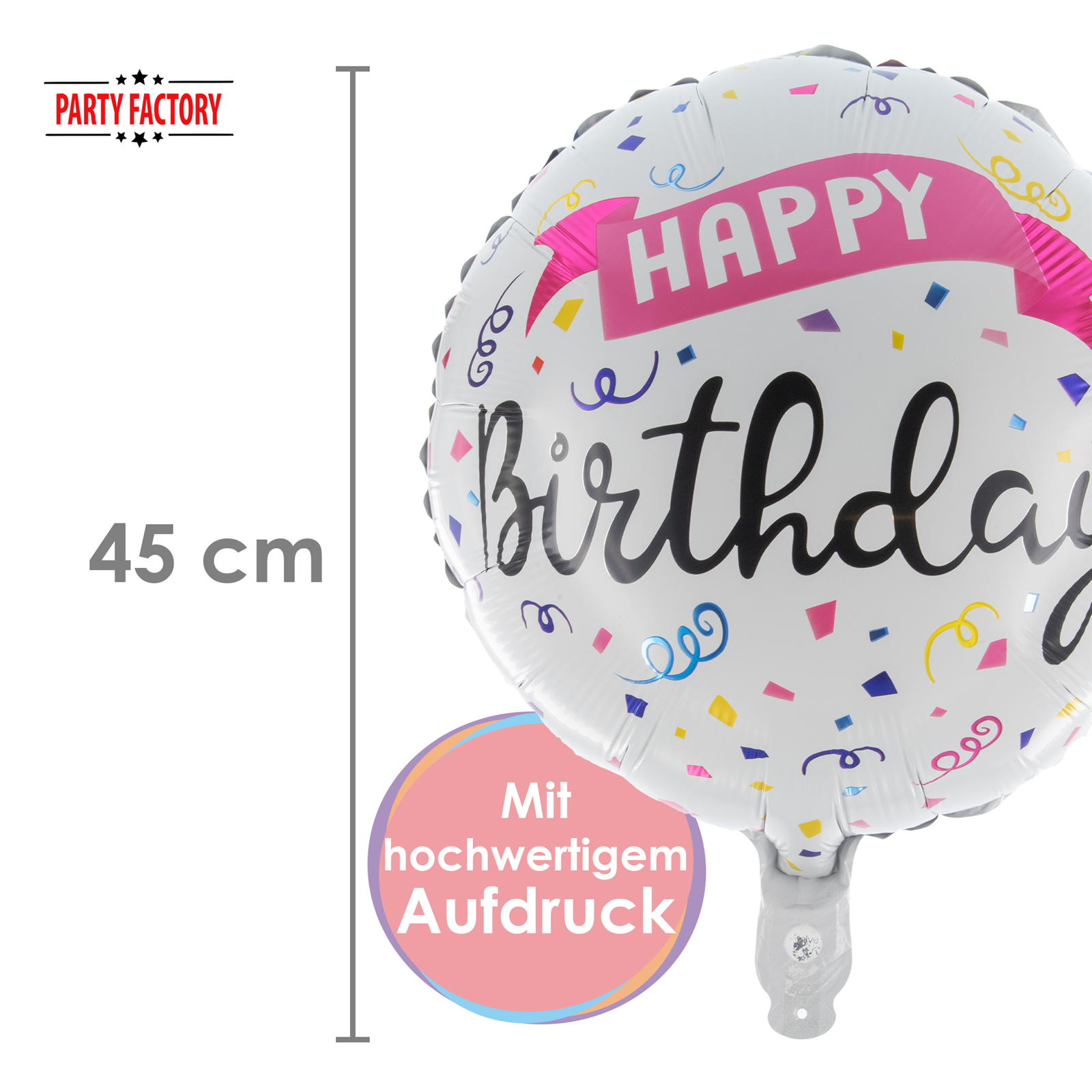 Folienballon Rund Happy Birthday Konfetti 45cm 4