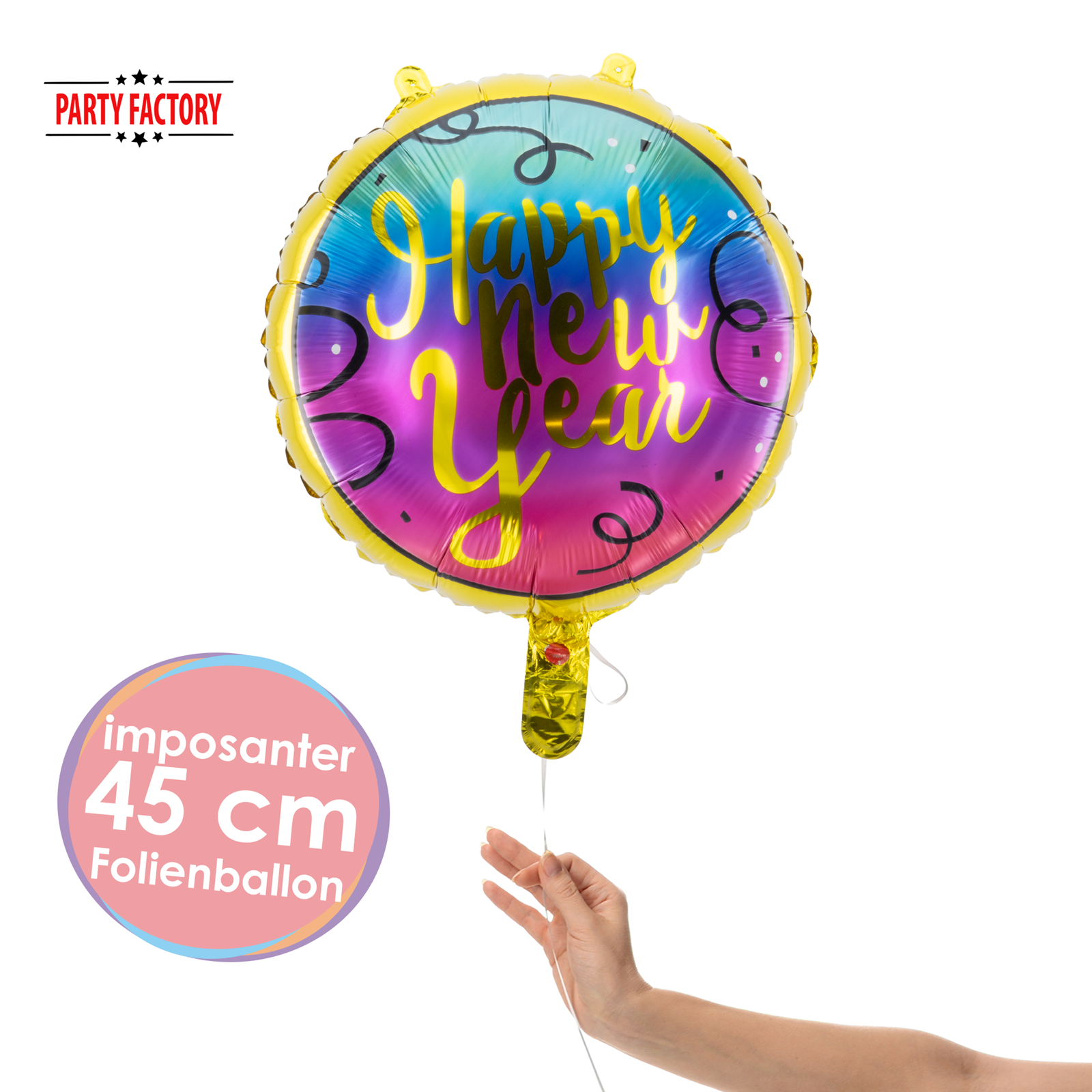Foil Balloon Happy New Year Round Colorful 45cm – New Year's Eve Party Balloon Decoration 2