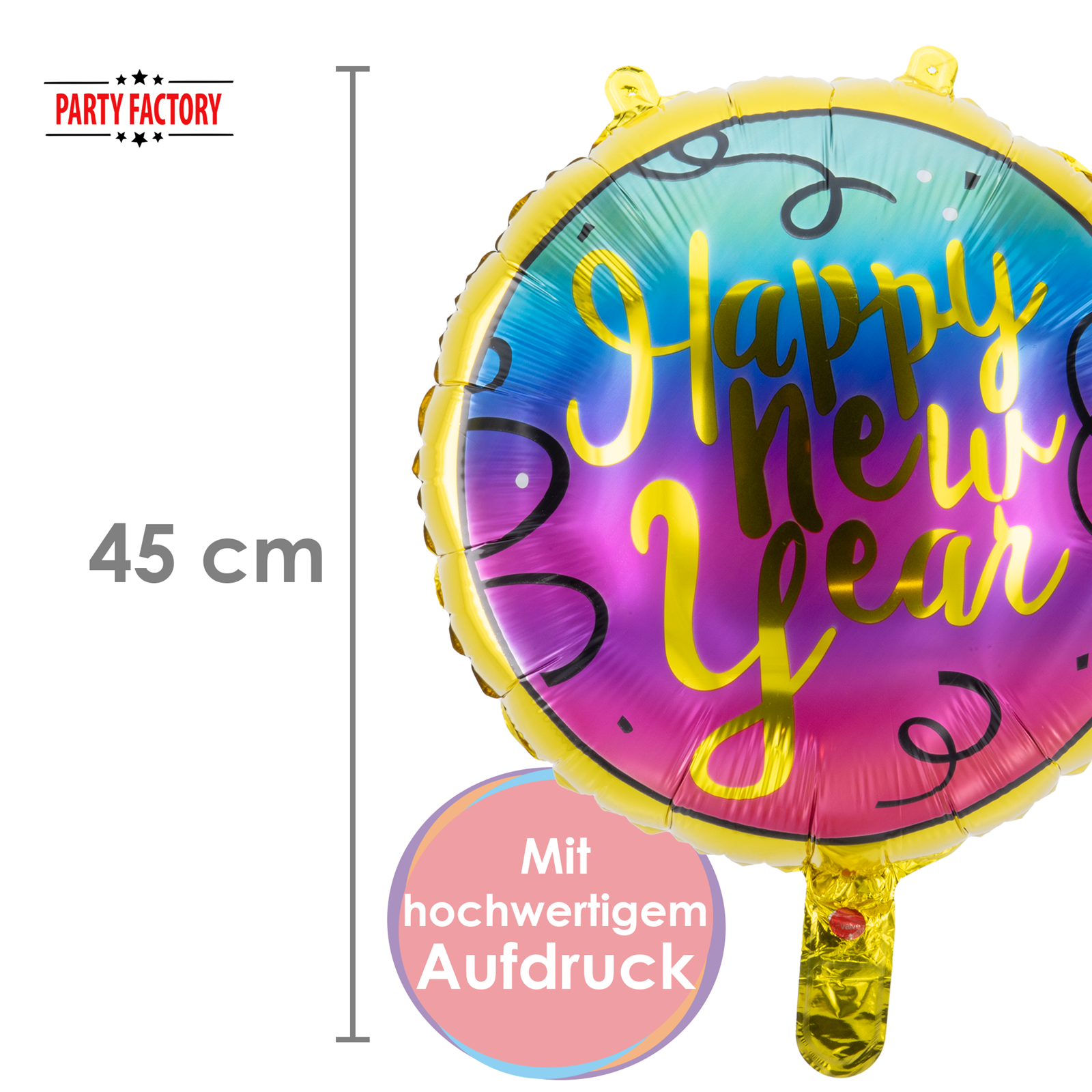 Foil Balloon Happy New Year Round Colorful 45cm – New Year's Eve Party Balloon Decoration 4