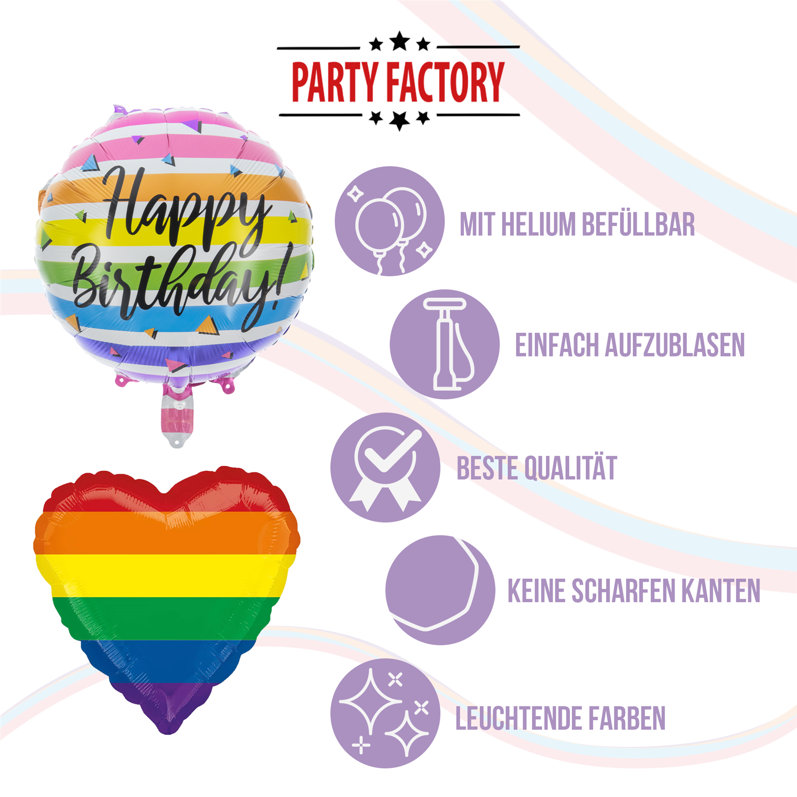 Folienballon Rund Happy Birthday 45cm 5