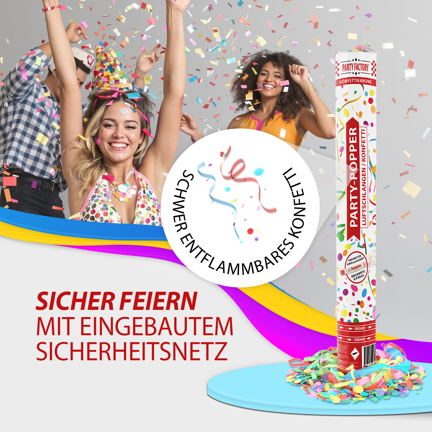 Party Popper 40cm Streamers Confetti Colorful 6