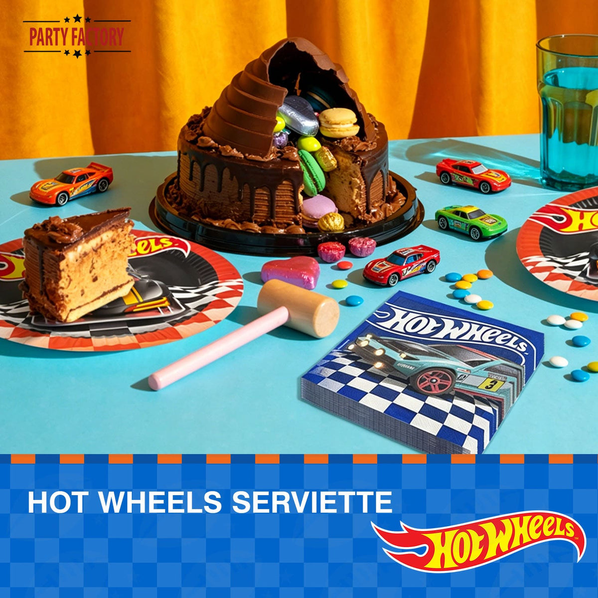 Hot Wheels Servietten 3-lagig 20er Rennwagen blau 3