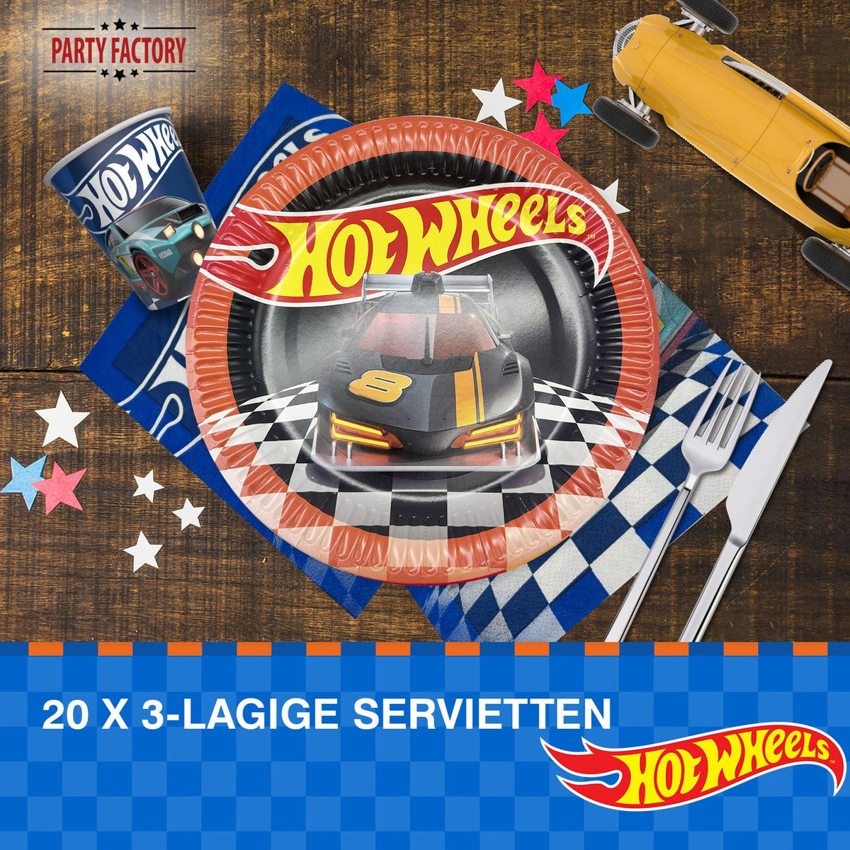 Hot Wheels Servietten 3-lagig 20er Rennwagen blau 4