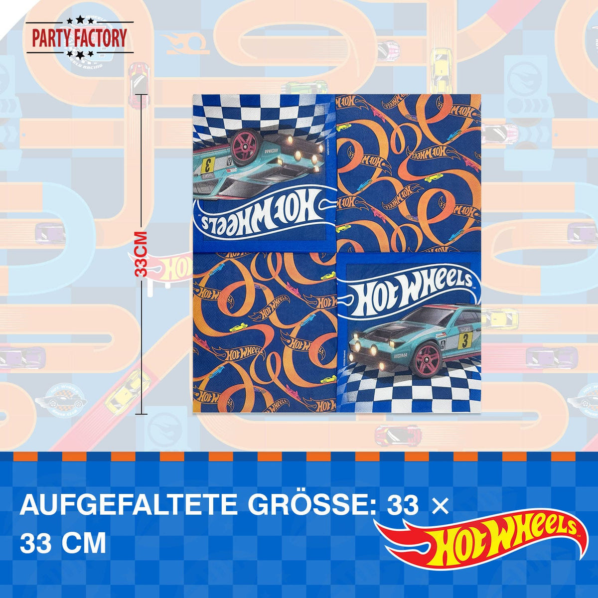 Hot Wheels Servietten 3-lagig 20er Rennwagen blau 5
