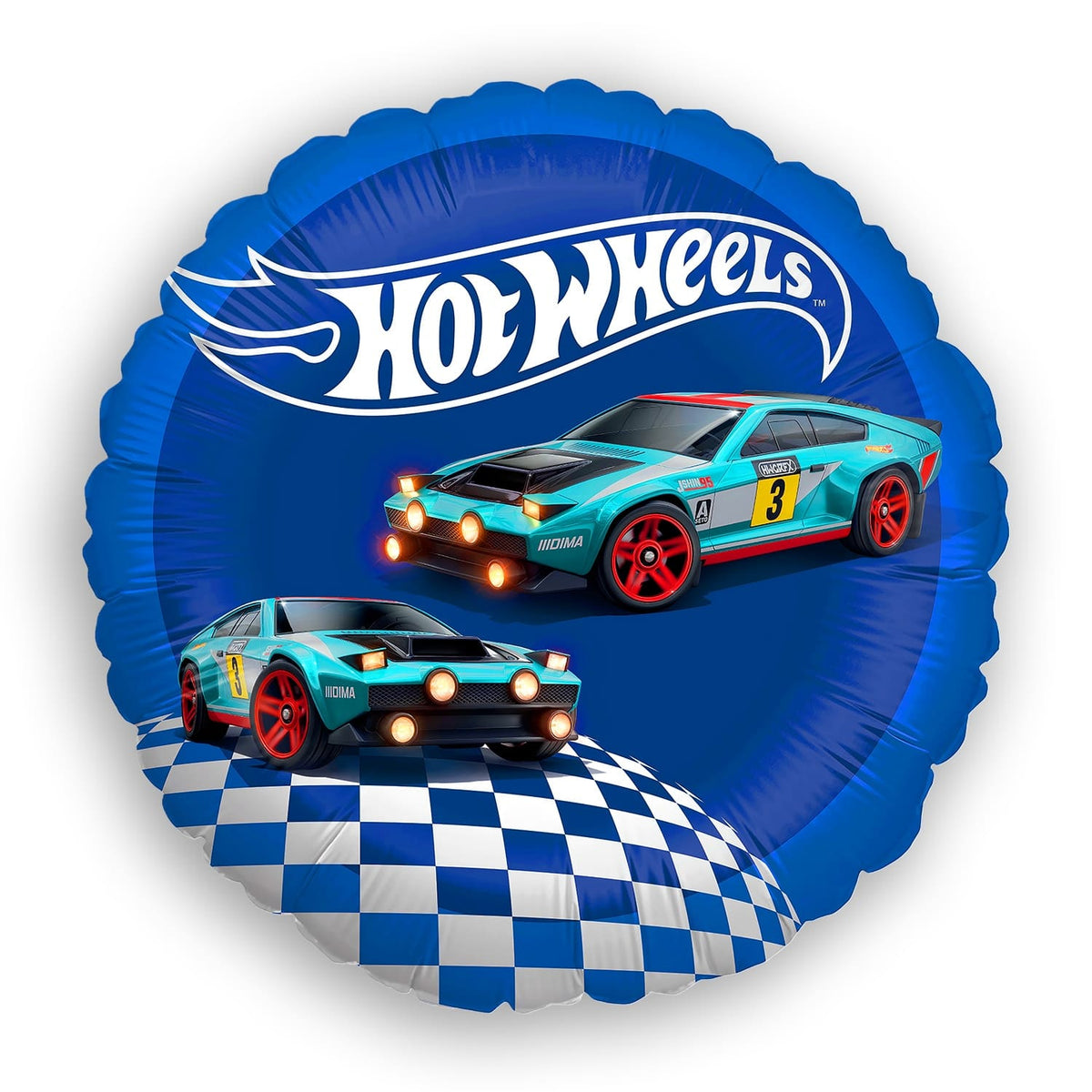 Hot Wheels Folienballon rund 45 cm Rennwagen blau 2
