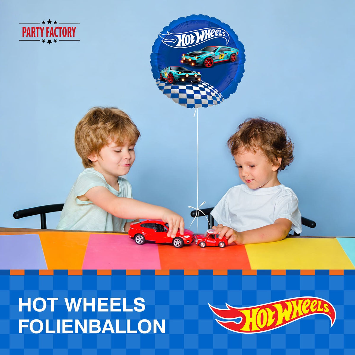 Hot Wheels Folienballon rund 45 cm Rennwagen blau 3
