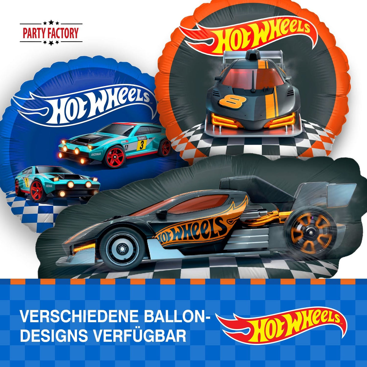Hot Wheels Folienballon rund 45 cm Rennwagen blau 6