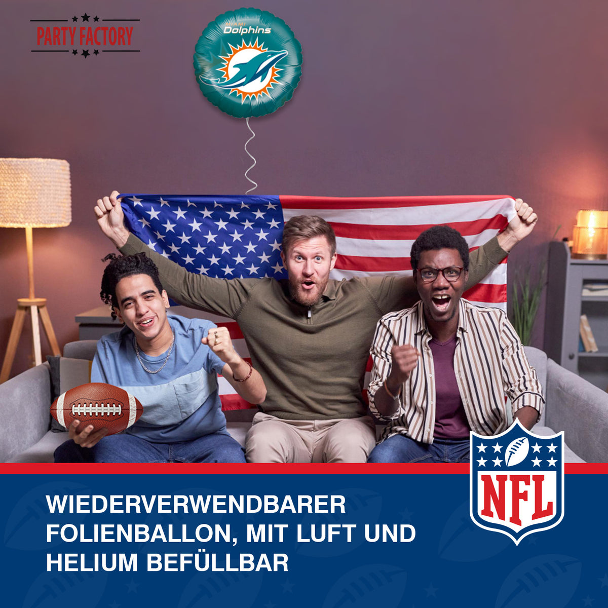 NFL Miami Dolphins Folienballon rund 45 cm 4