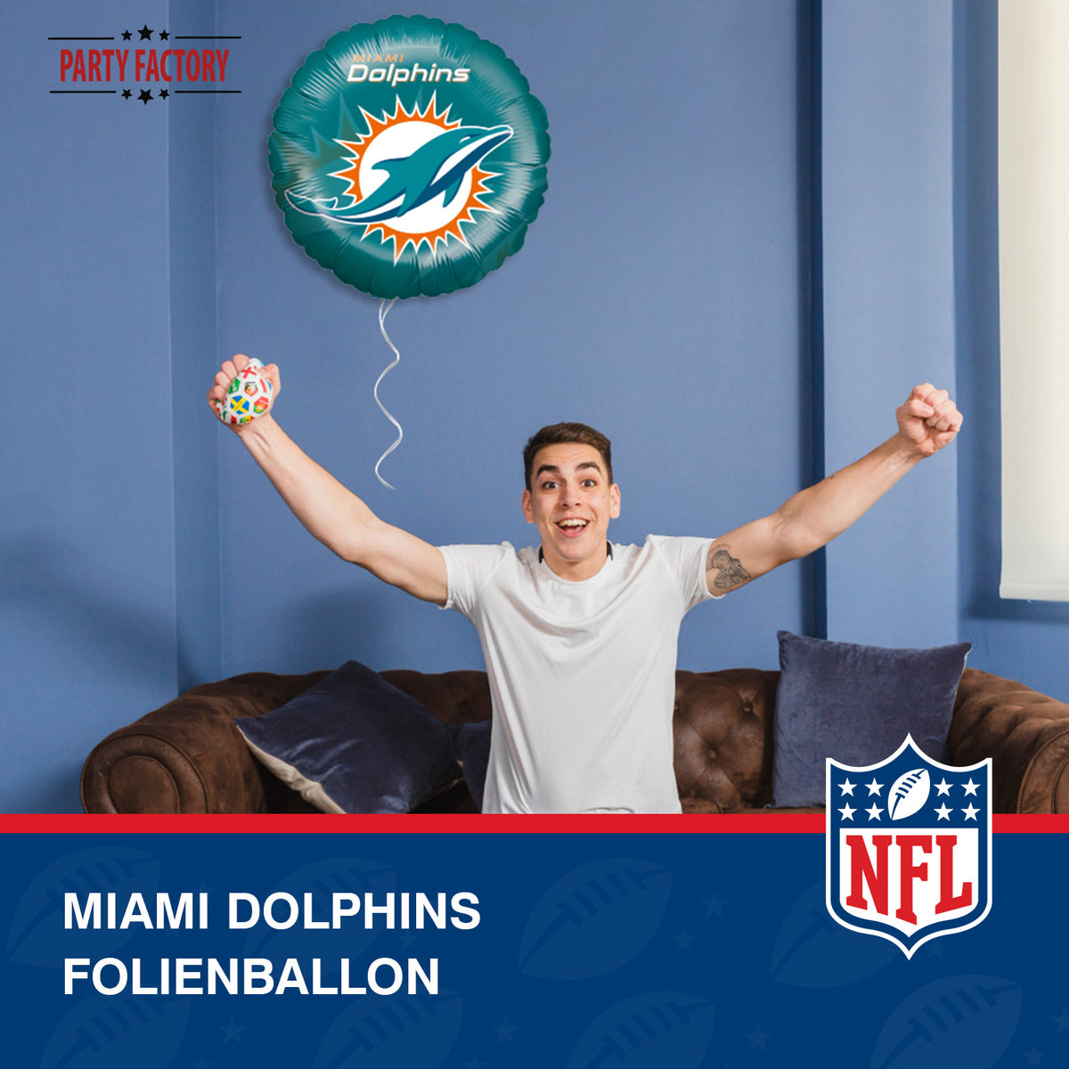 NFL Miami Dolphins Folienballon rund 45 cm 7