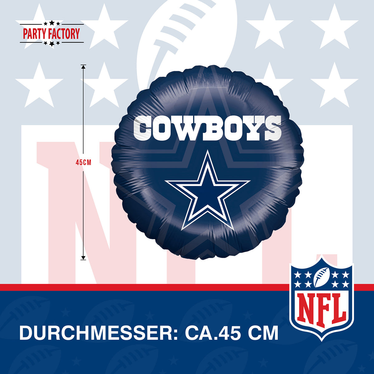 NFL Dallas Cowboys Folienballon rund 45 cm 5
