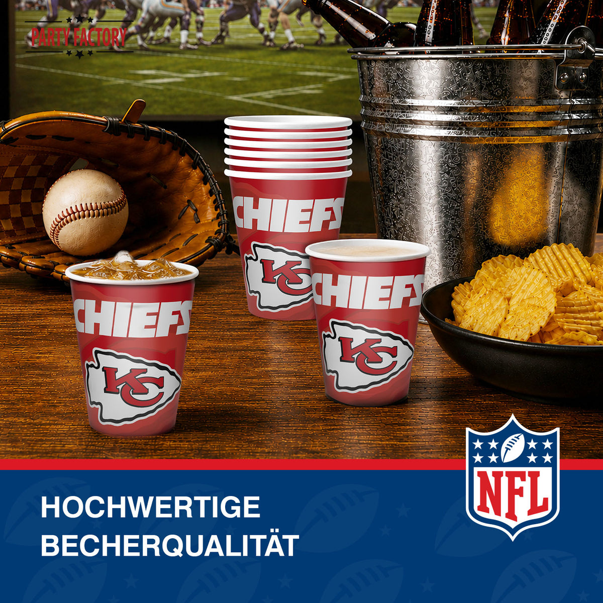 NFL Kansas City Chiefs Pappbecher 250 ml 8er 6