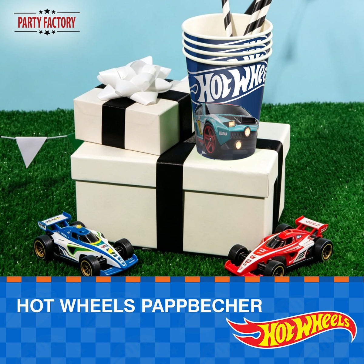 Hot Wheels Pappbecher 250 ml 8er Rennwagen blau 3