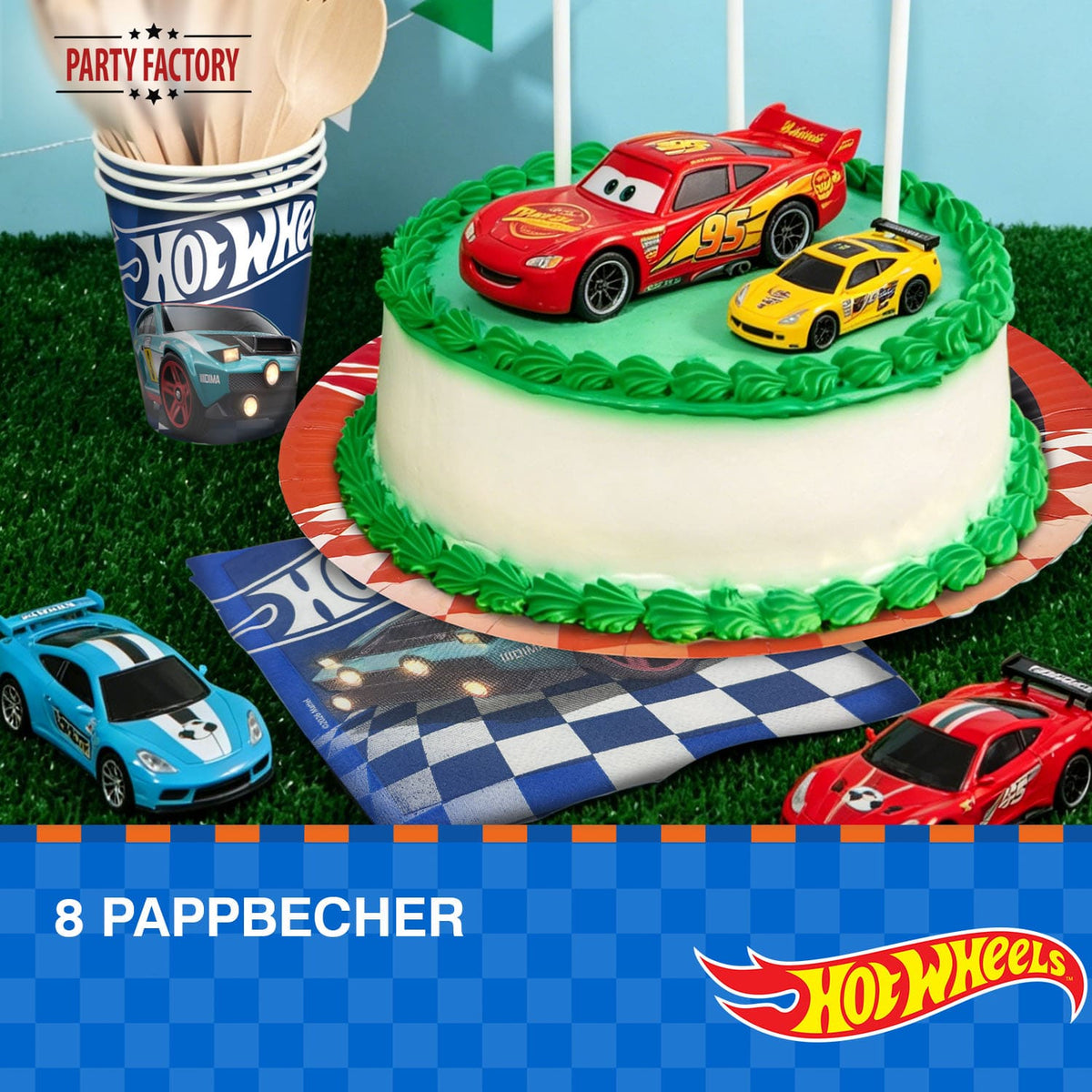 Hot Wheels Pappbecher 250 ml 8er Rennwagen blau 4