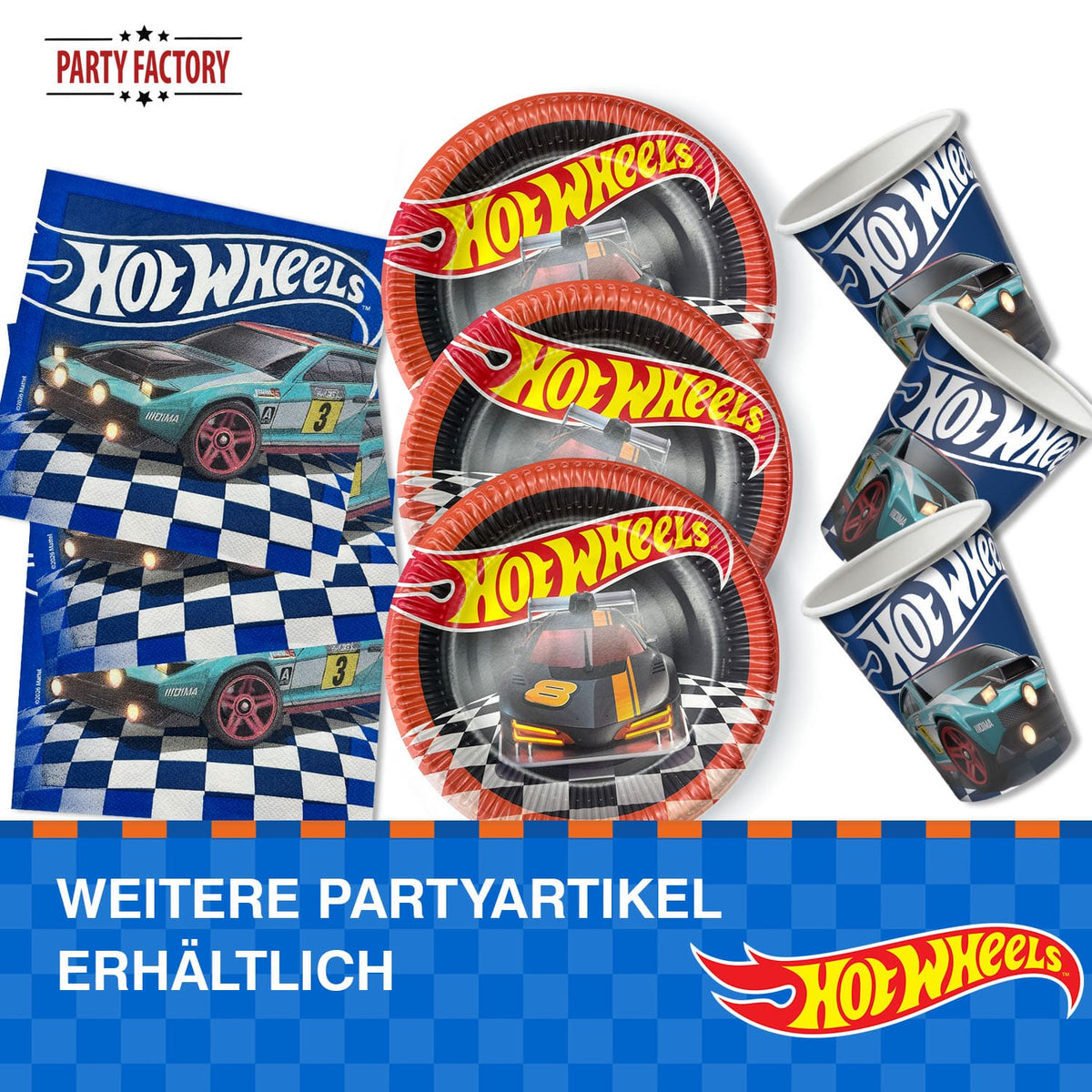 Hot Wheels Pappbecher 250 ml 8er Rennwagen blau 6