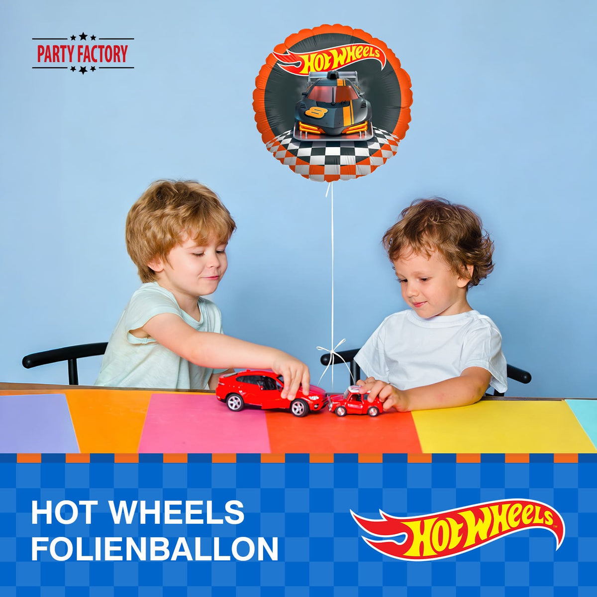 Hot Wheels Folienballon rund 45 cm Rennwagen rot 3
