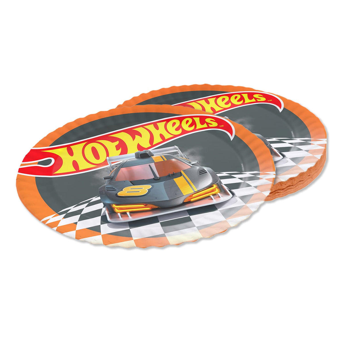 Hot Wheels Pappteller 23 cm 8er Rennwagen orange 2