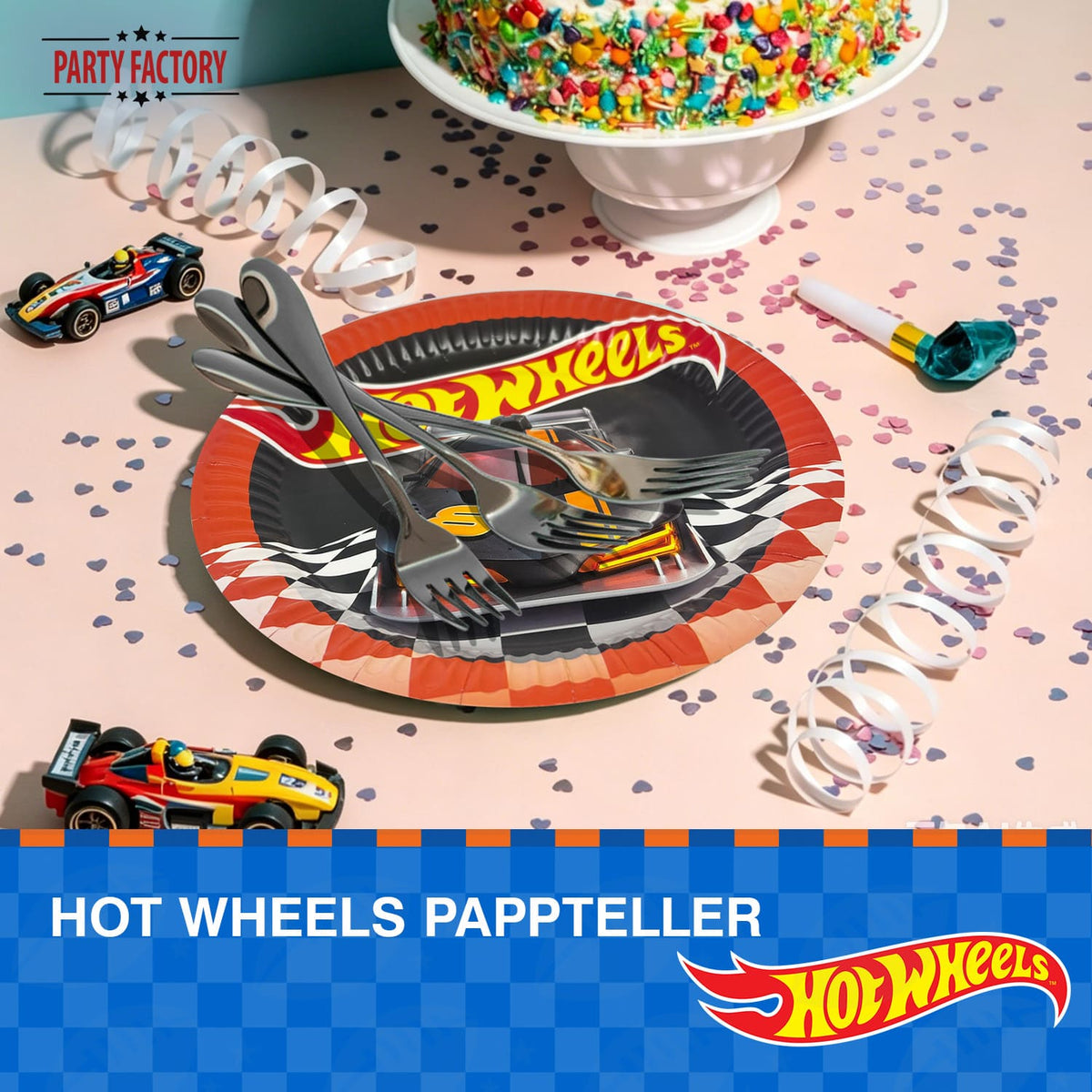 Hot Wheels Pappteller 23 cm 8er Rennwagen orange 3