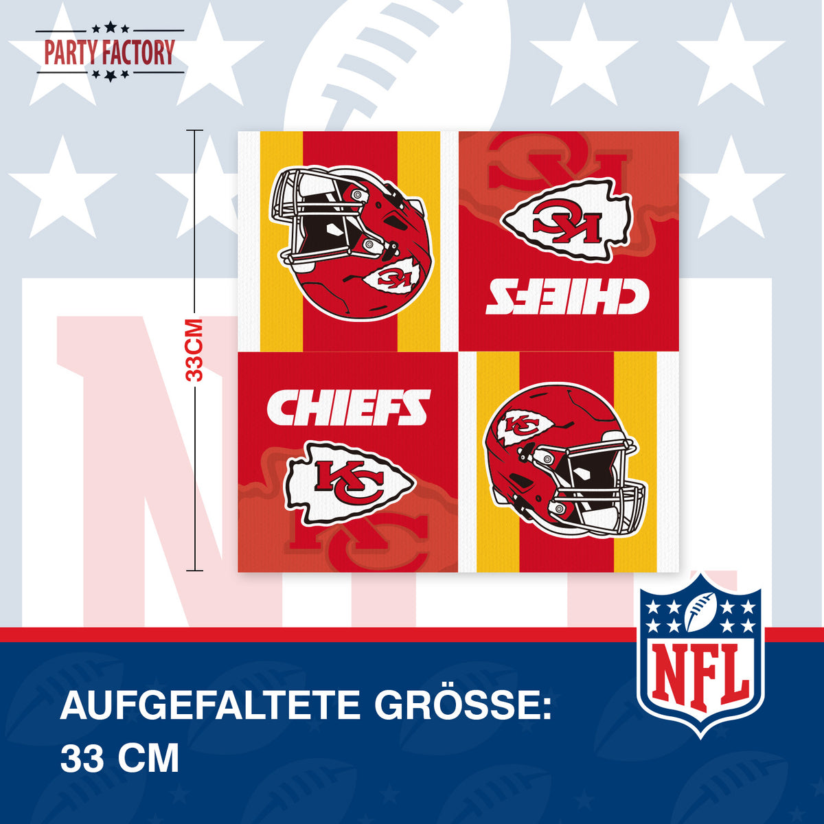 NFL Kansas City Chiefs Servietten 3-lagig 20er 5