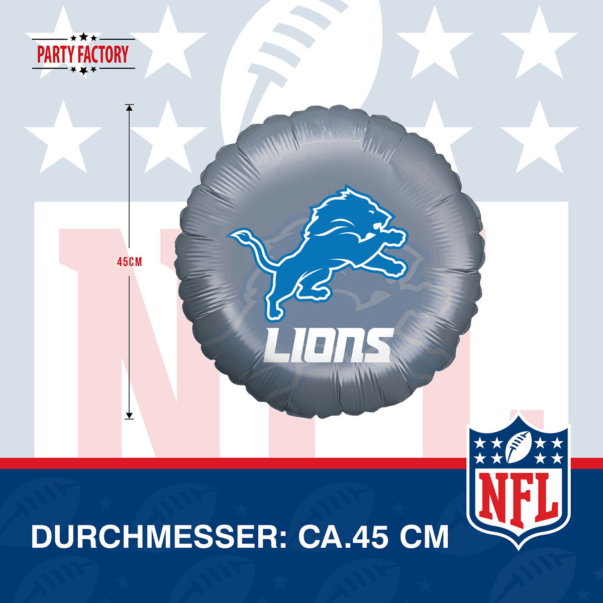 NFL Detroit Lions Folienballon rund 45cm 5
