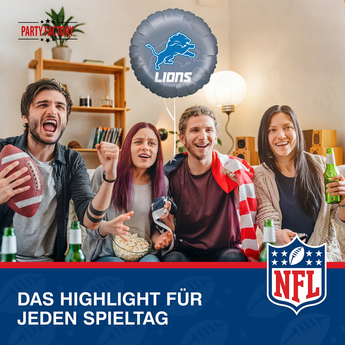 NFL Detroit Lions Folienballon rund 45cm 7