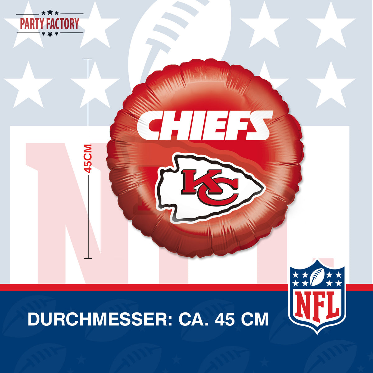 NFL Kansas City Chiefs Folienballon rund 45 cm 5