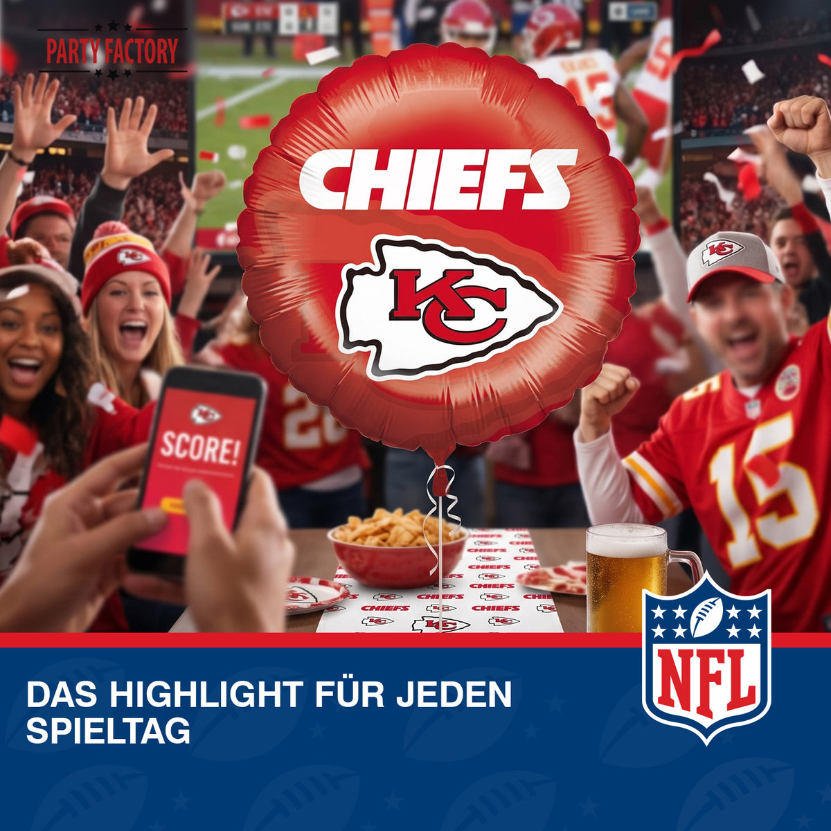 NFL Kansas City Chiefs Folienballon rund 45 cm 7