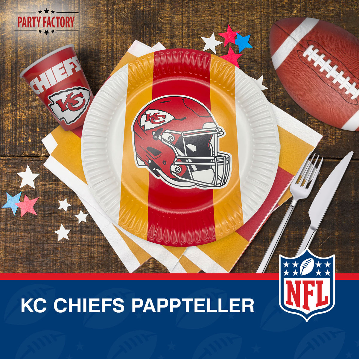 NFL Kansas City Chiefs Pappteller 23 cm 8er 3