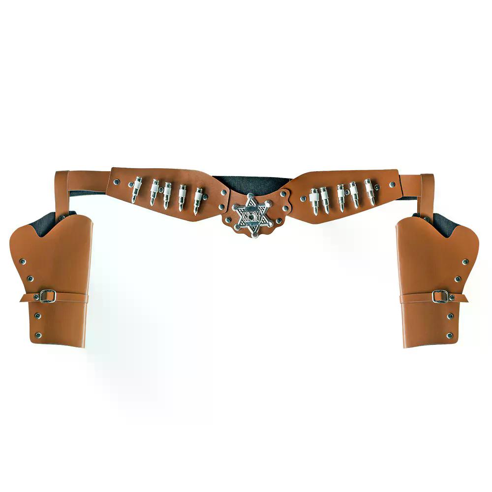 Cowboyhalfter Sheriff braun – doppeltes Holster mit Gürtel 125 cm für Revolver 3