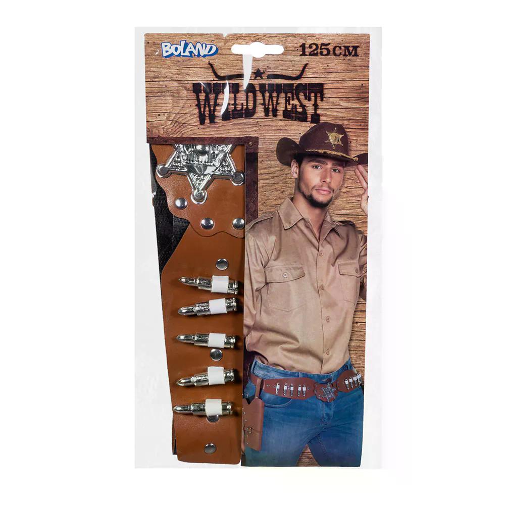 Cowboyhalfter Sheriff braun – doppeltes Holster mit Gürtel 125 cm für Revolver 7