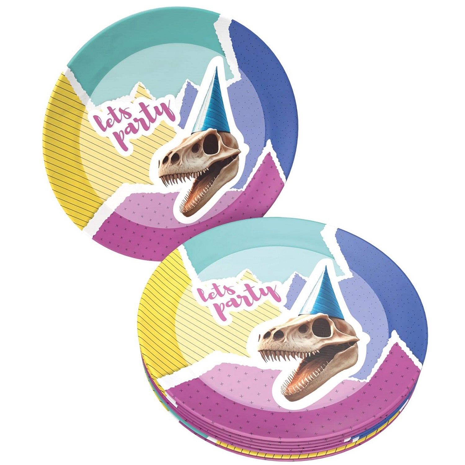 Dinosaur Skeleton Plates – Pack of 8, Ø 23 cm, cool paper plates for dinosaur parties &amp; birthdays 8