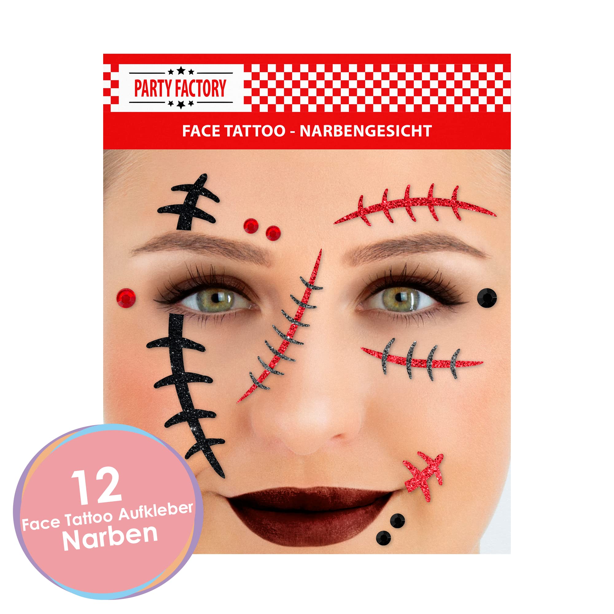 Glitter Face Tattoo - Scarred Face 2
