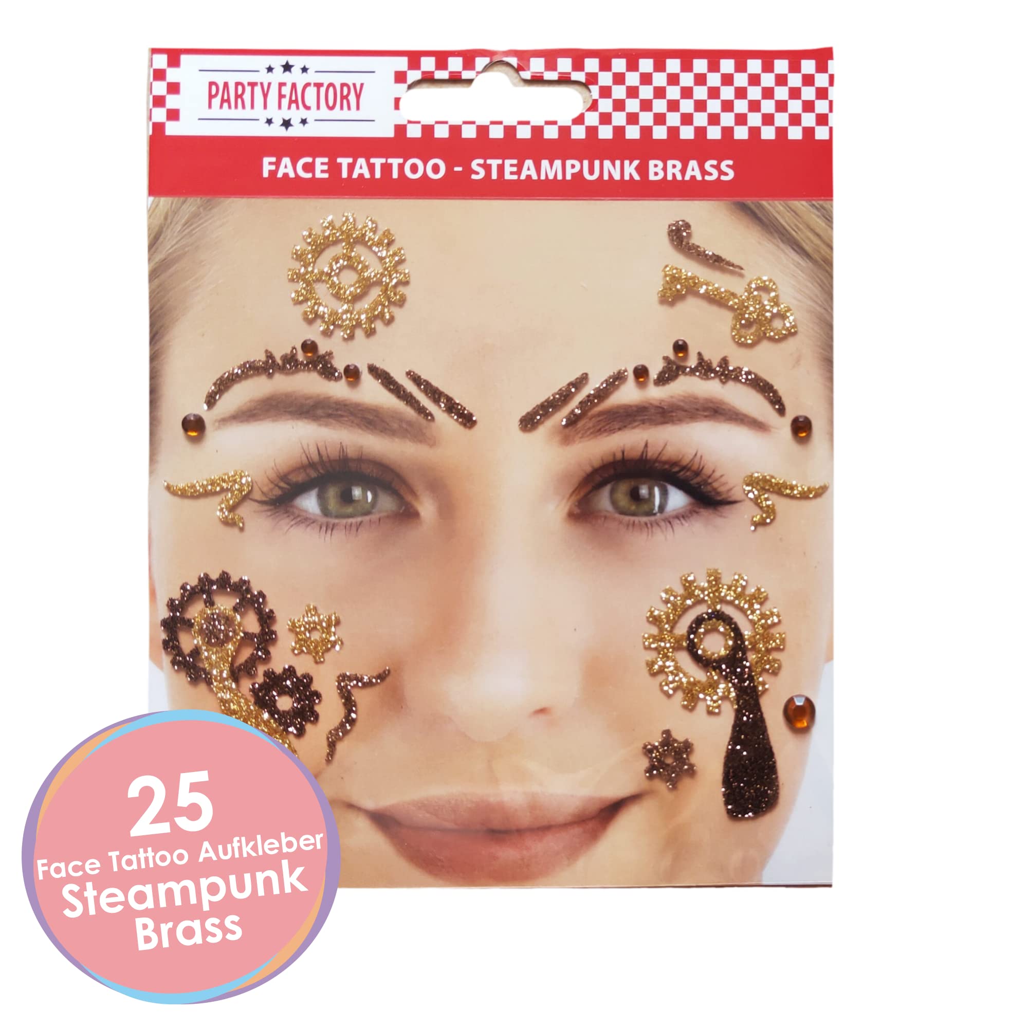 Glitter Face Tattoo Steampunk Brass 2