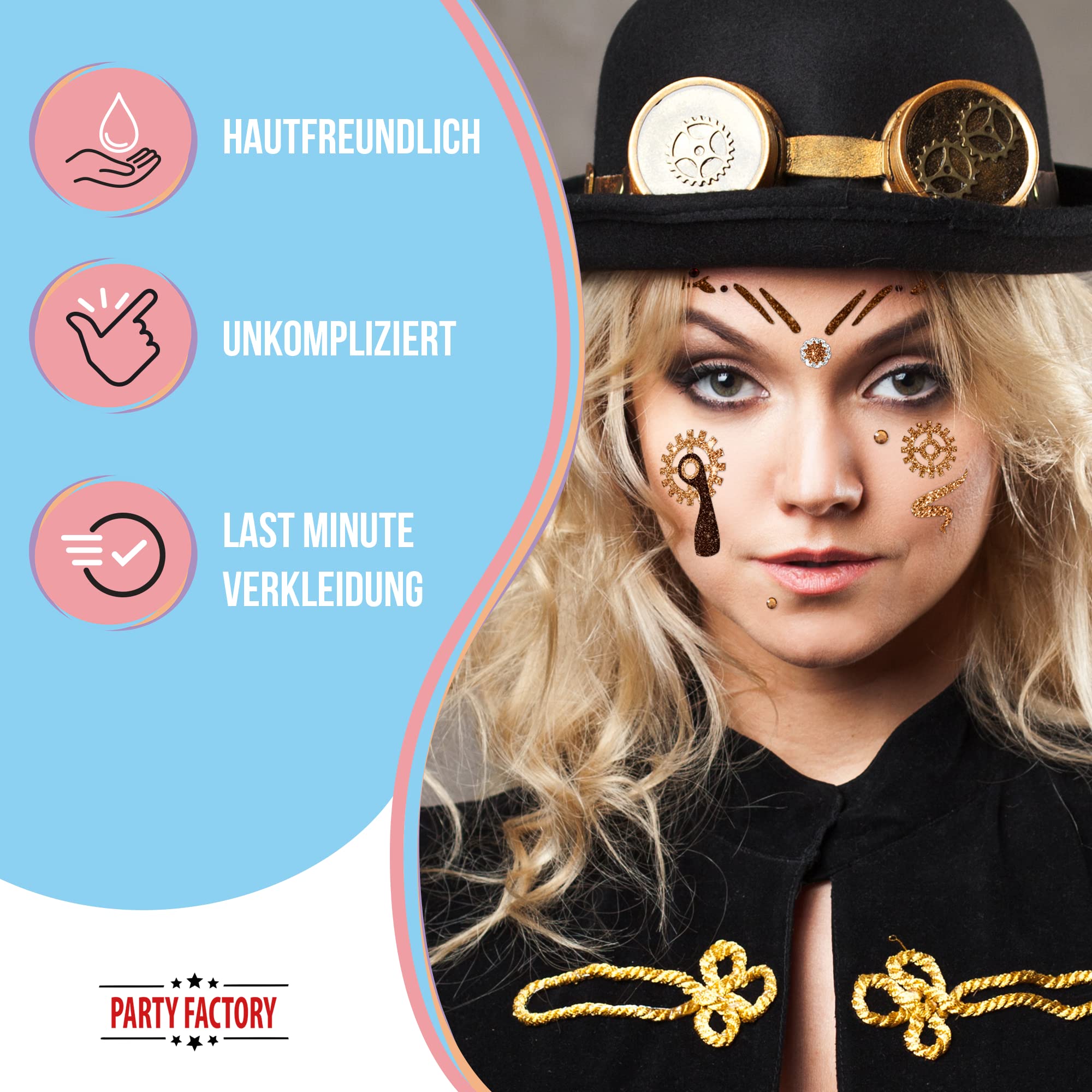 Glitter Face Tattoo Steampunk Brass 4