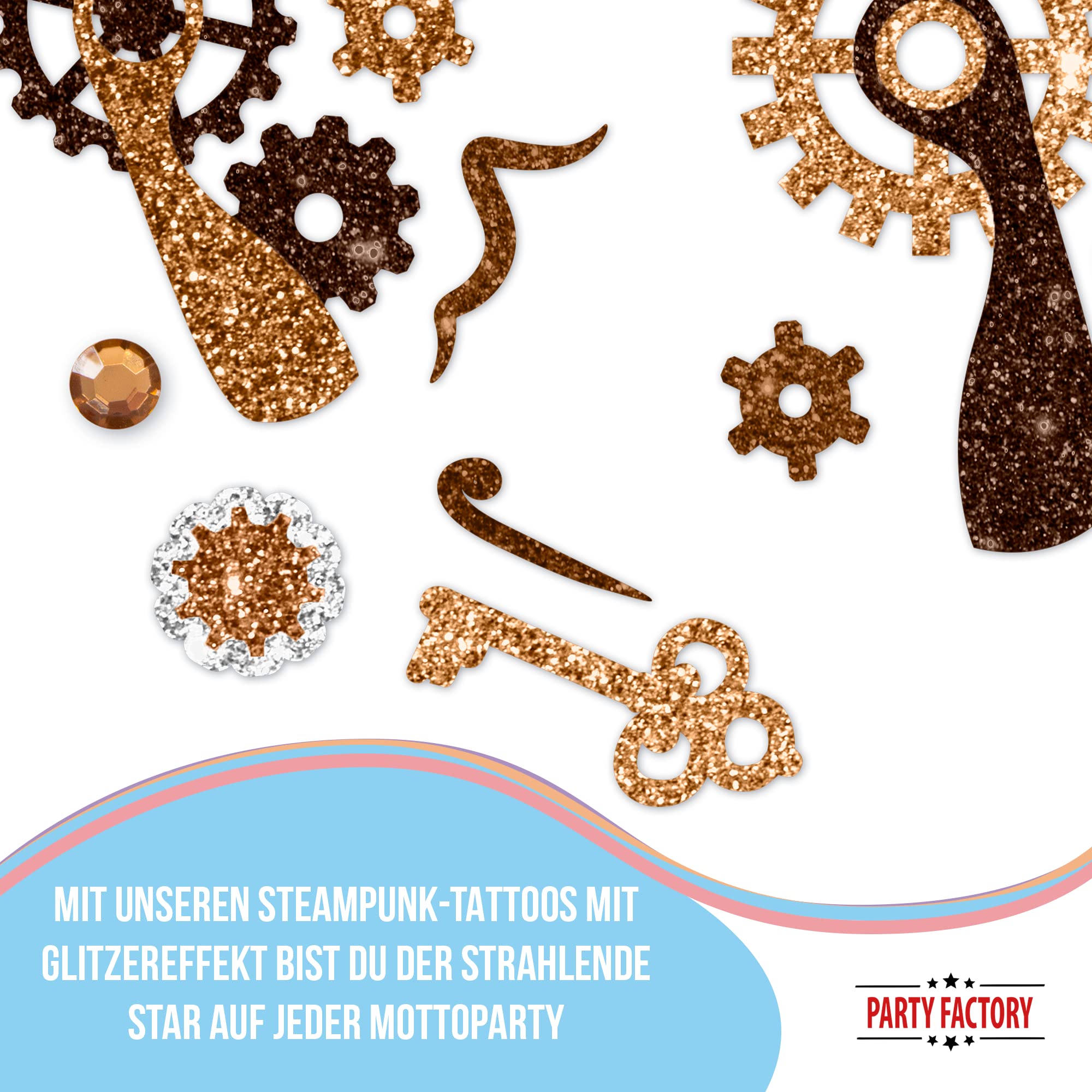 Glitter Face Tattoo Steampunk Brass 5