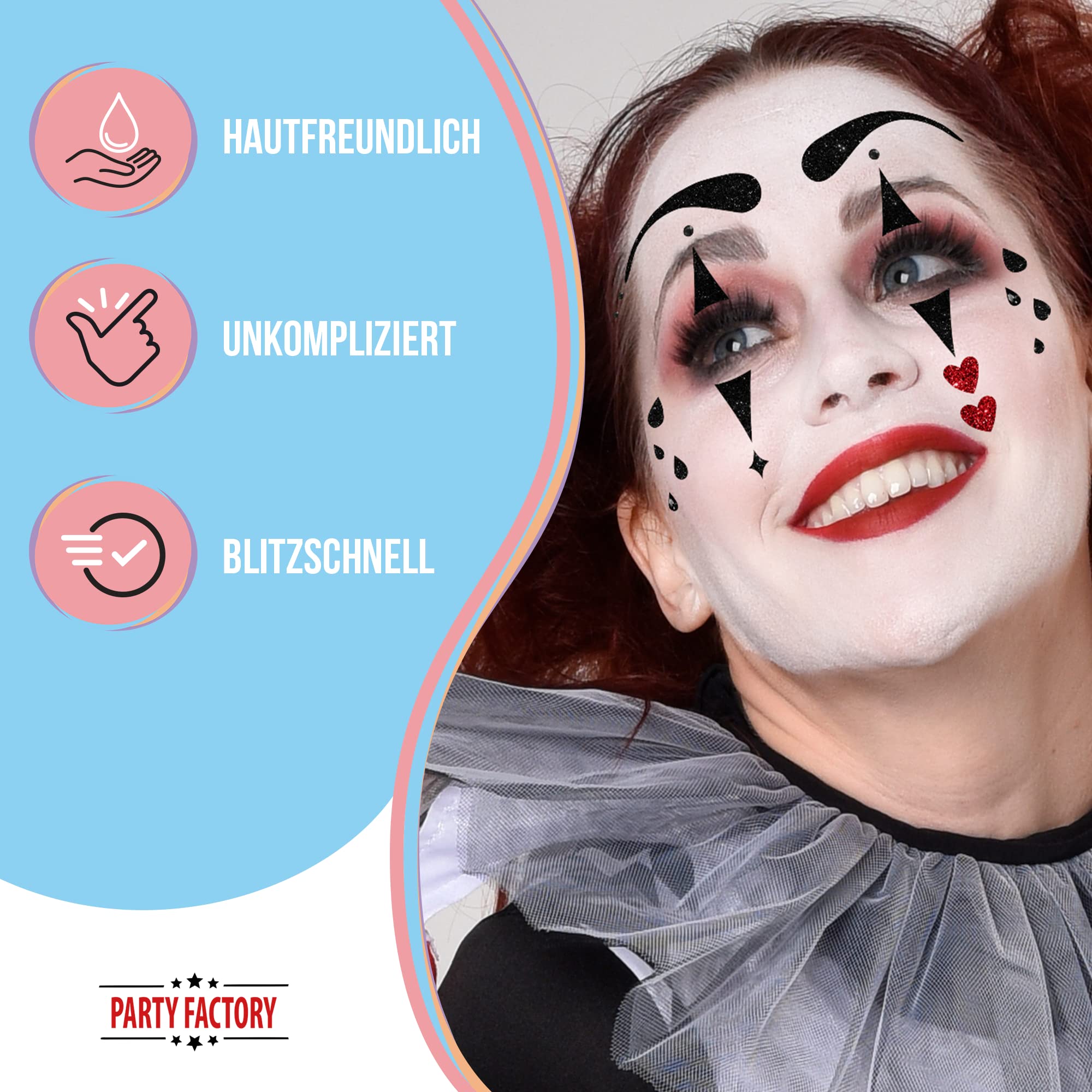 Glitter Face Tattoo - Harlequin 4