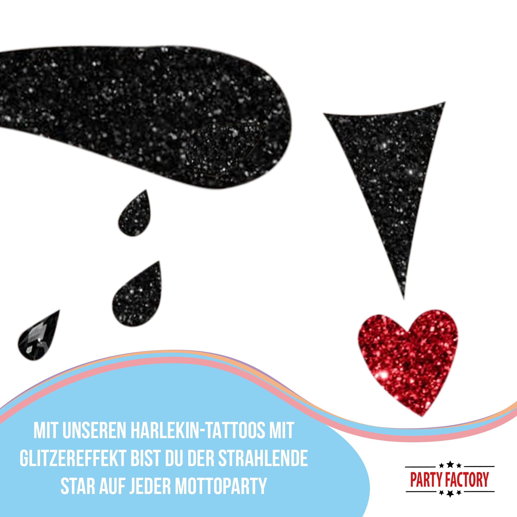 Glitter Face Tattoo - Harlequin 5