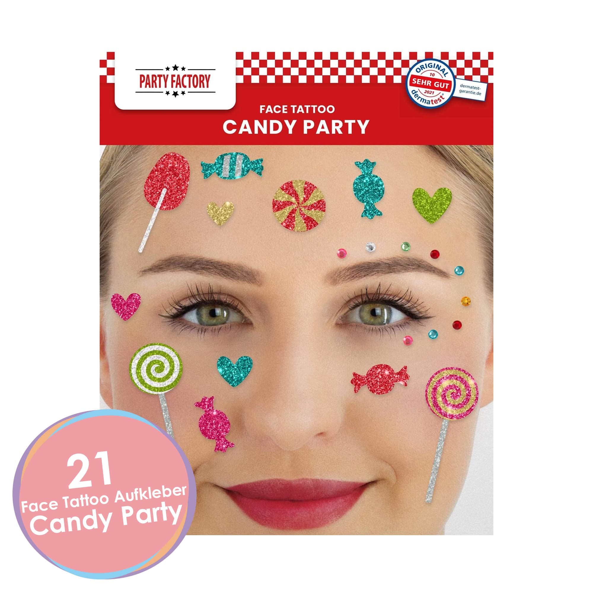 Glitter Face Tattoo - Candy Party 2
