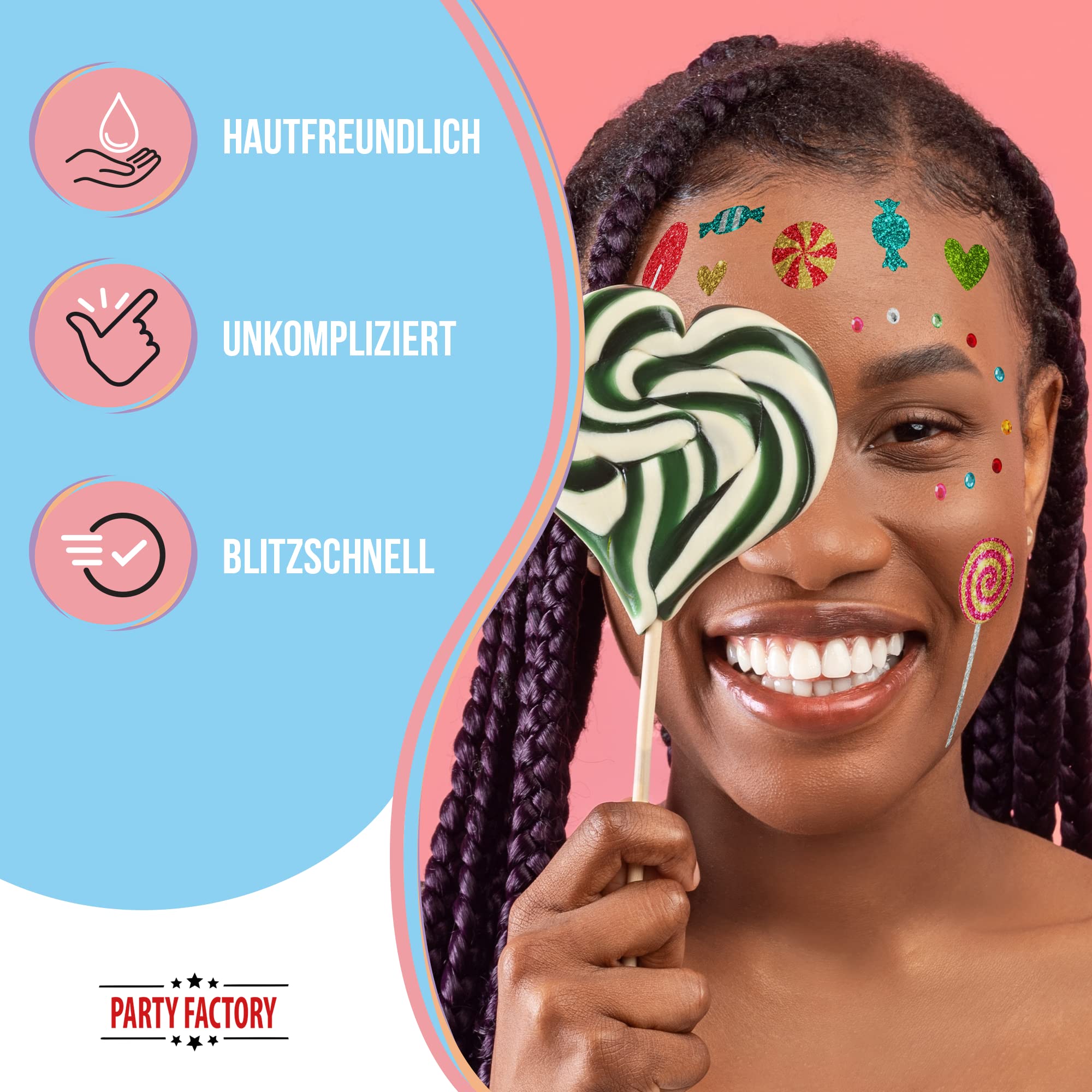 Glitter Face Tattoo - Candy Party 4