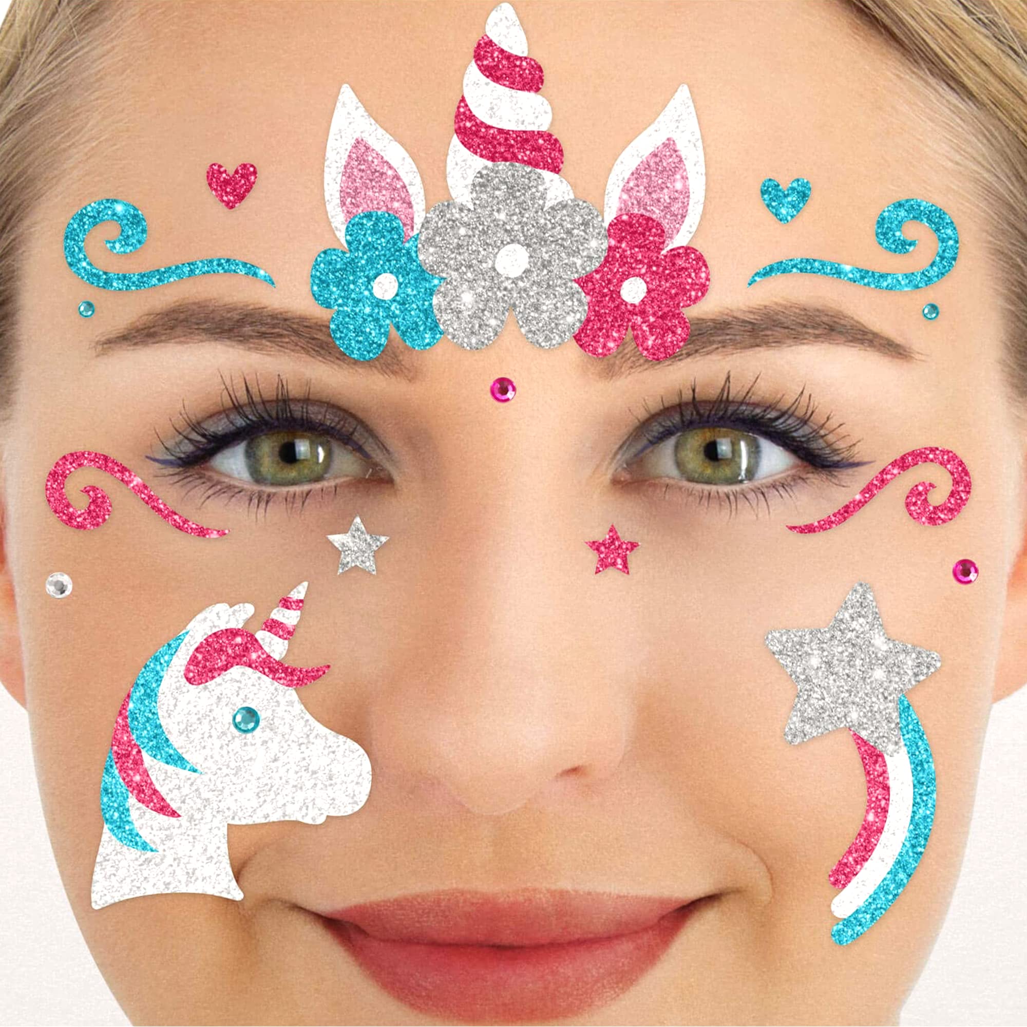 Glitter Face Tattoo - Einhorn