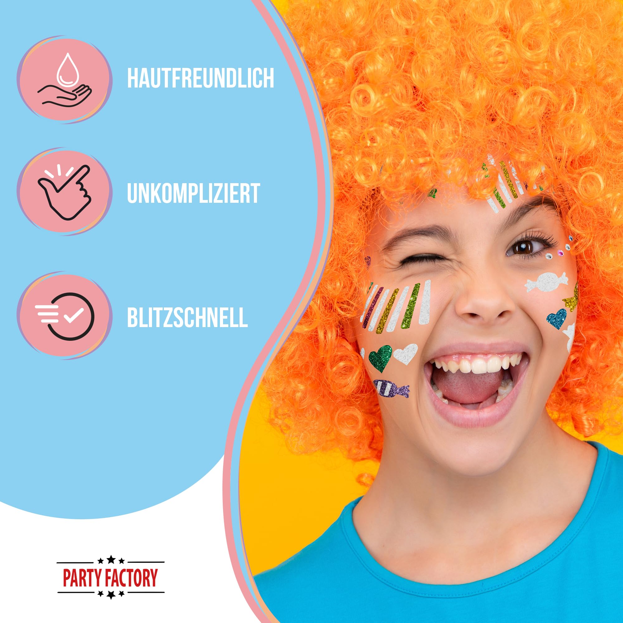 Glitter Face Tattoo - Clown Bunt 4