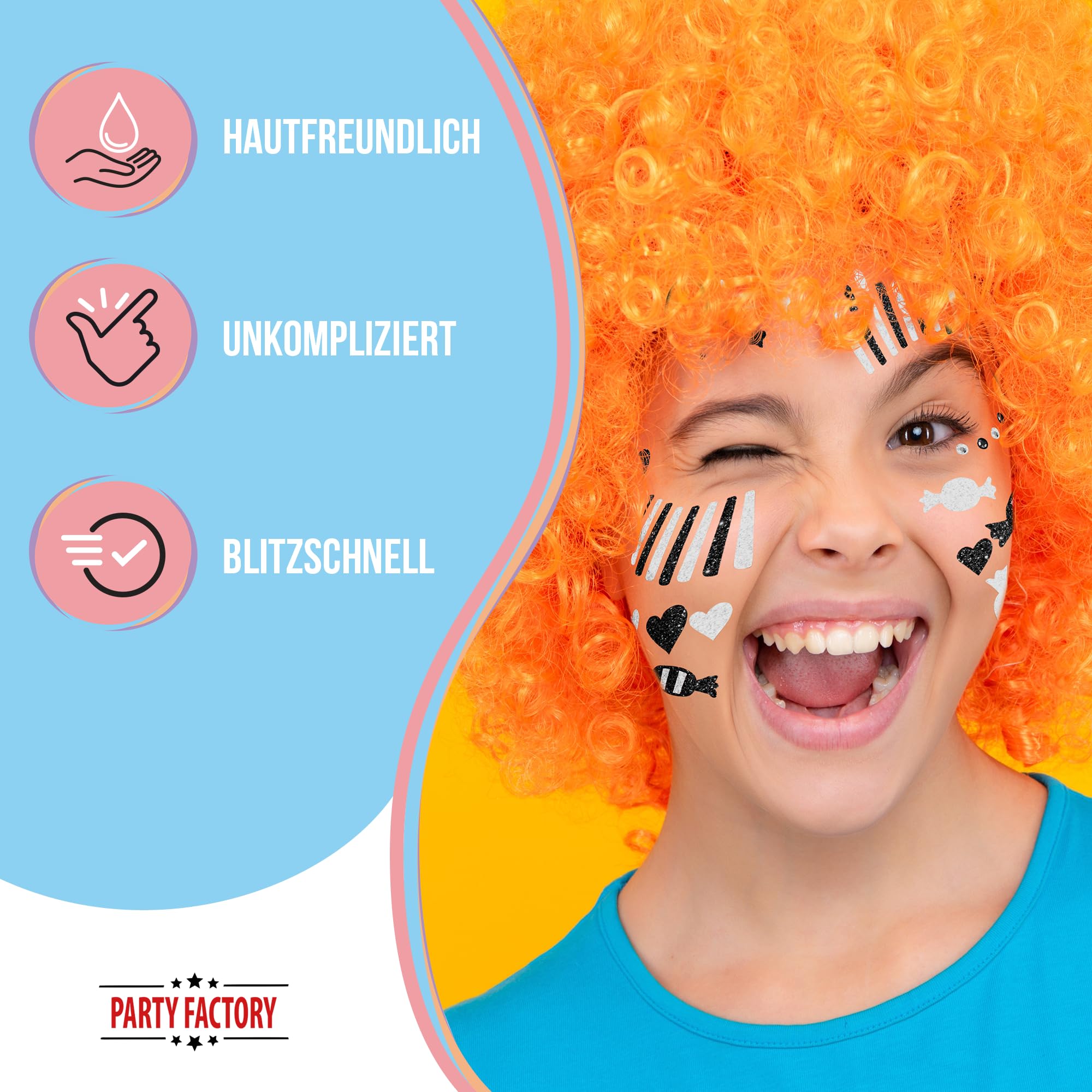 Glitter Face Tattoo - Clown Schwarz 4