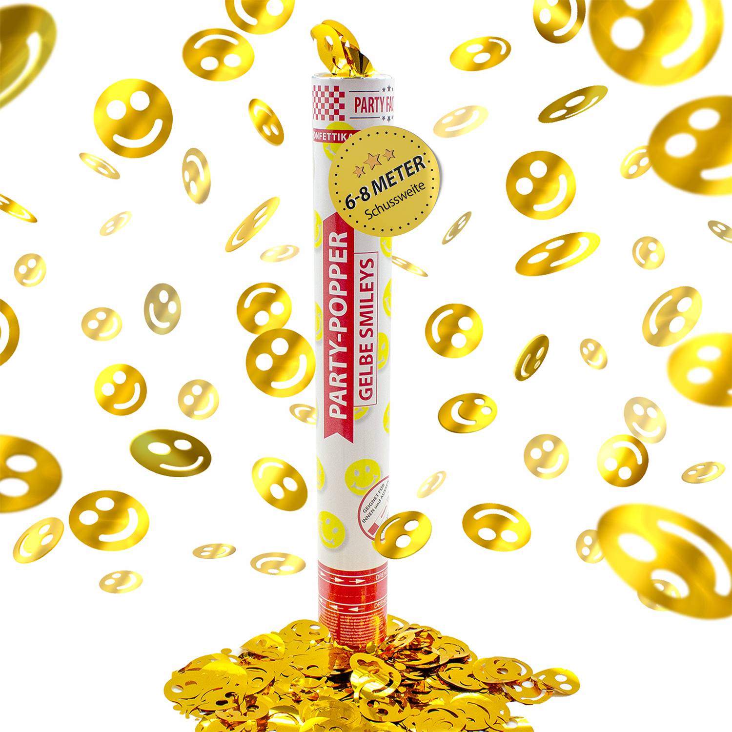 Party Poppers 40 cm Yellow Smileys
