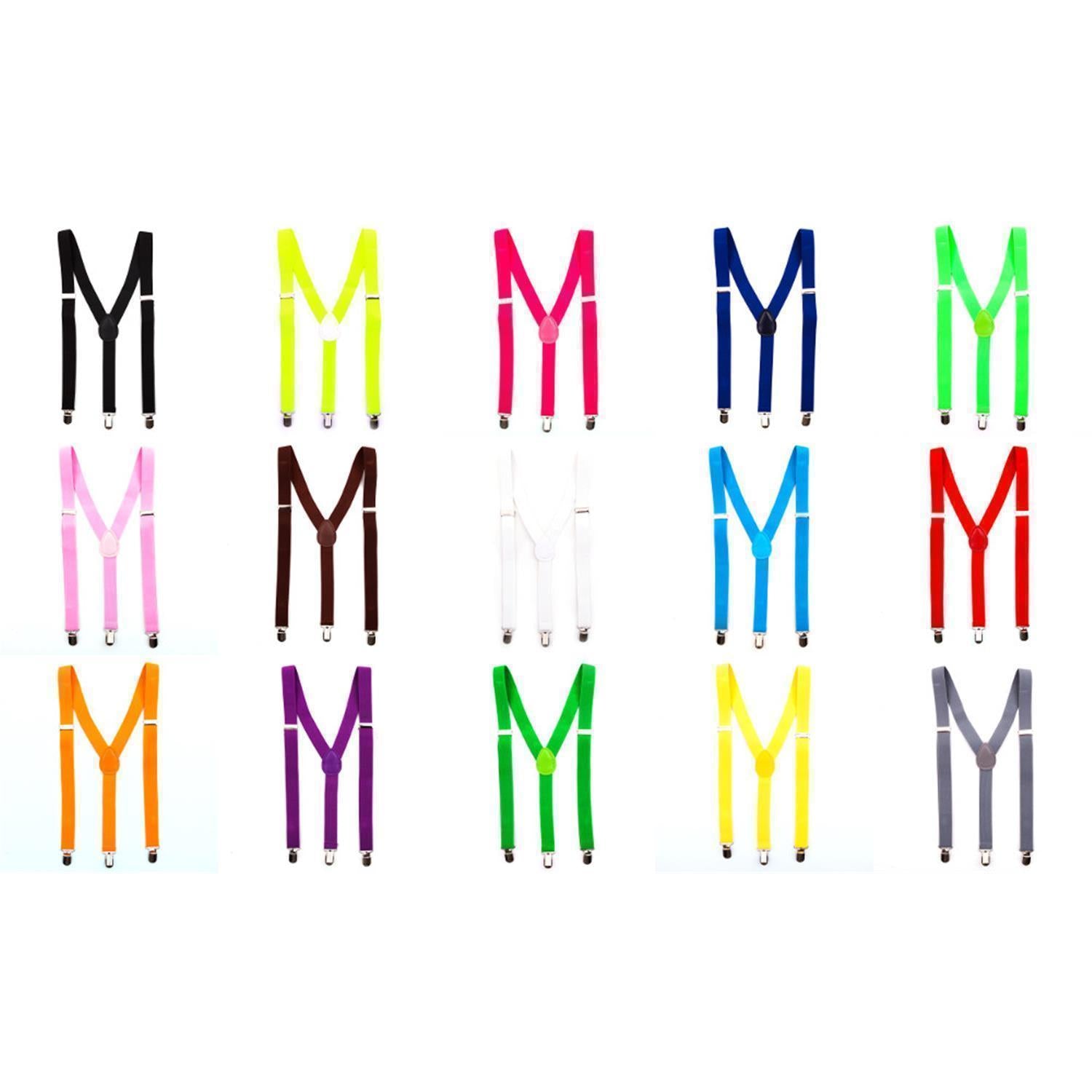 Suspenders Women Men Y-Shape Clips Slim Neon Colorful 1