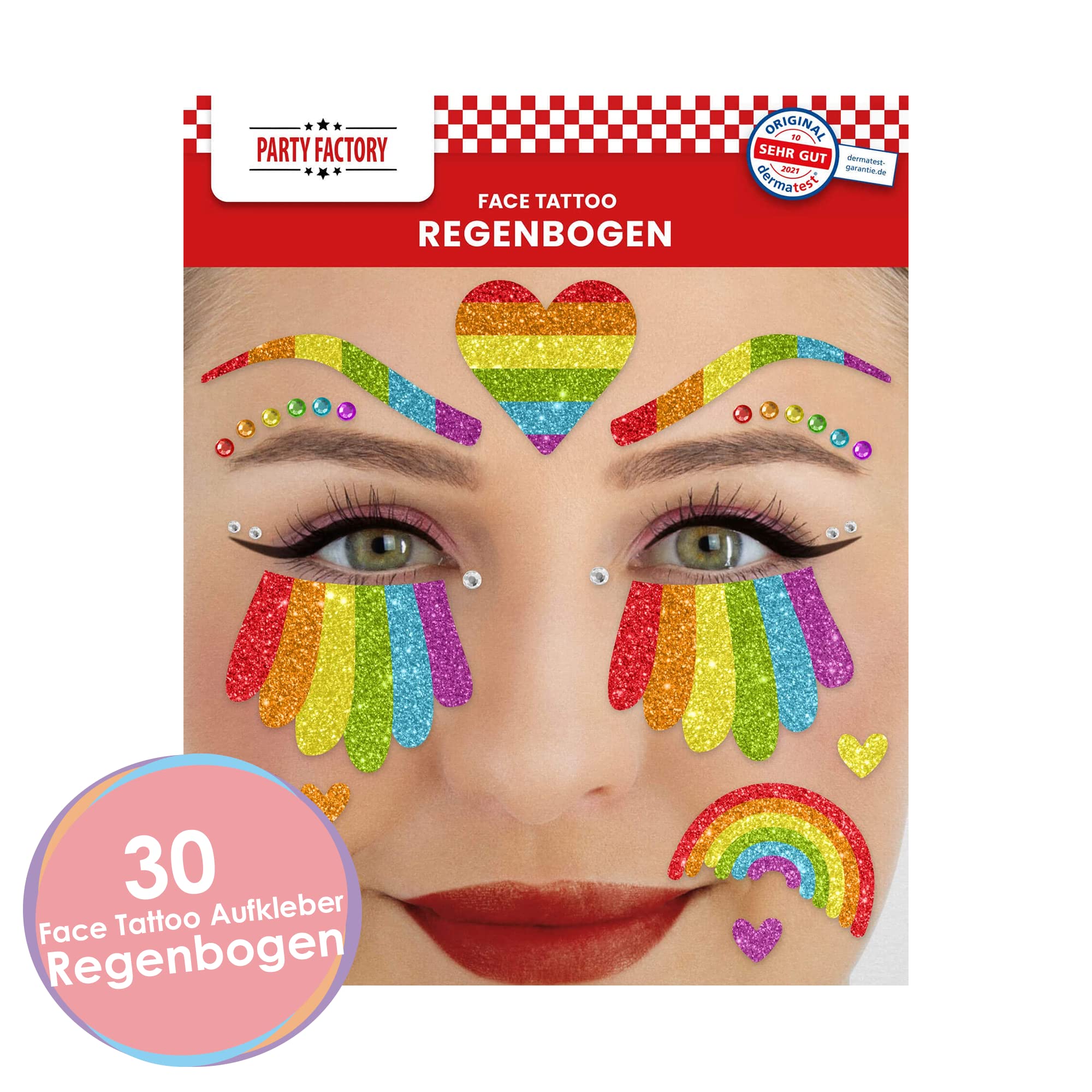 Glitter Face Tattoo - Regenbogen 2