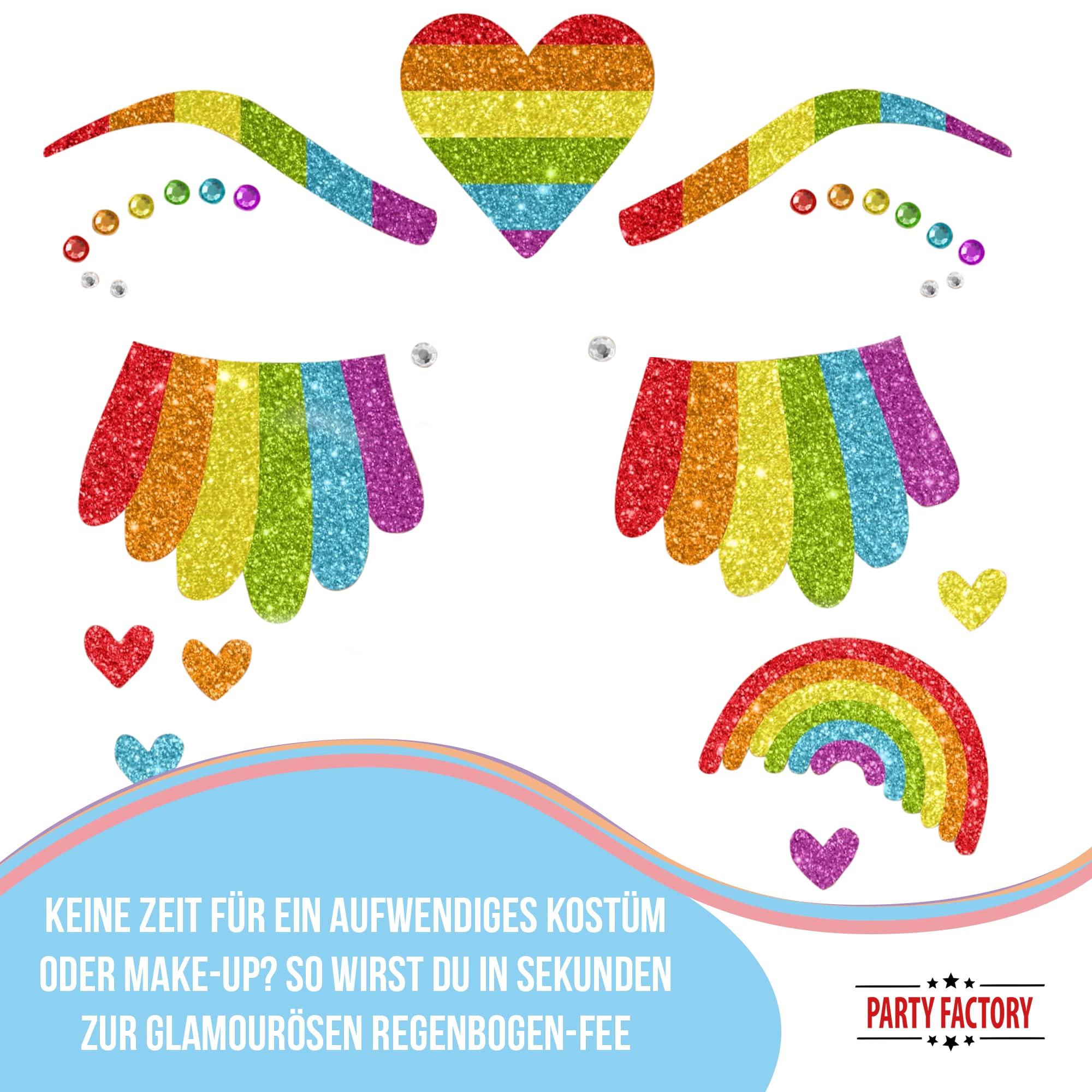 Glitter Face Tattoo - Regenbogen 3