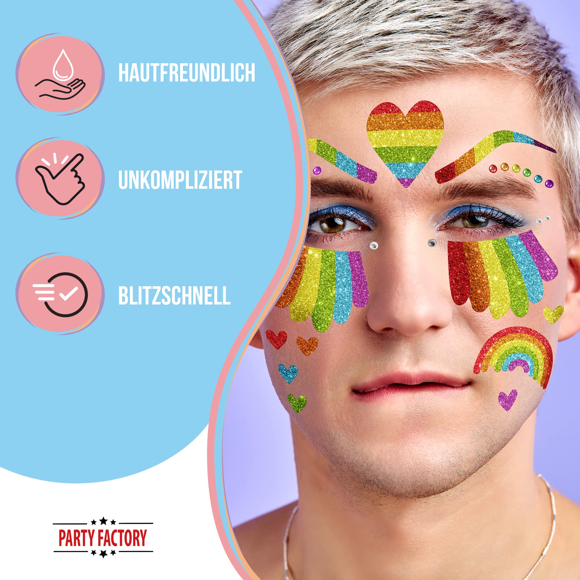 Glitter Face Tattoo - Regenbogen 4
