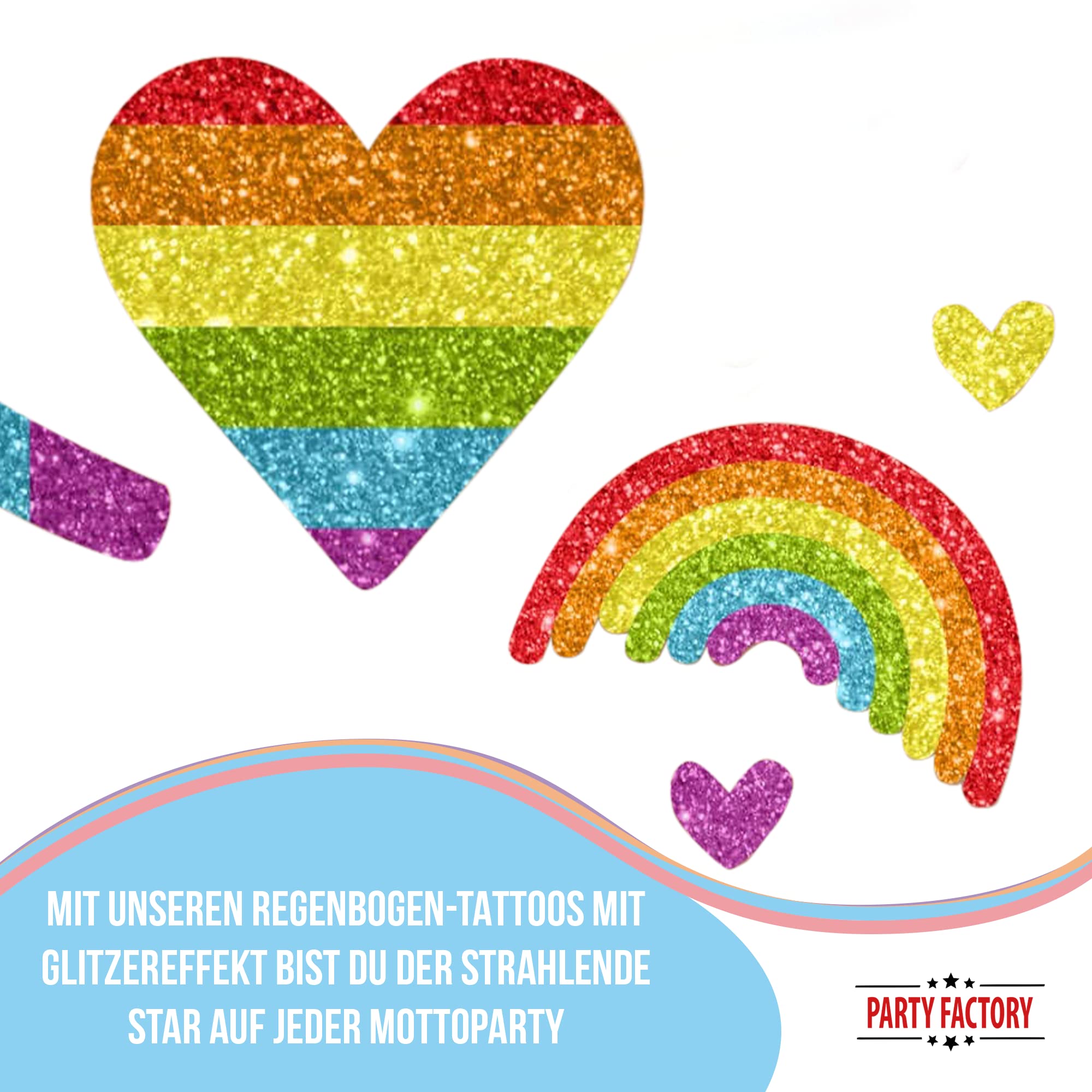 Glitter Face Tattoo - Regenbogen 5